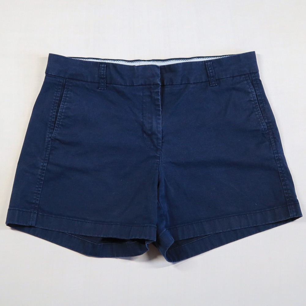 J.Crew Chino Shorts Women 10 Navy Blue Cotton Twill Mid Rise 4 Inseam Casual